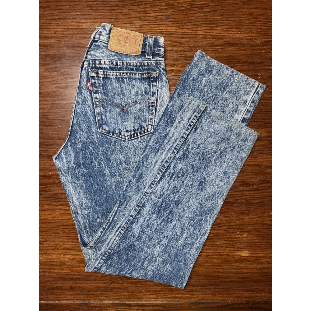 Vintage Levis 701 Student Fit Jeans Acid Wash USA Made Fits Modern 26 x 28.5 - Picture 3 of 10